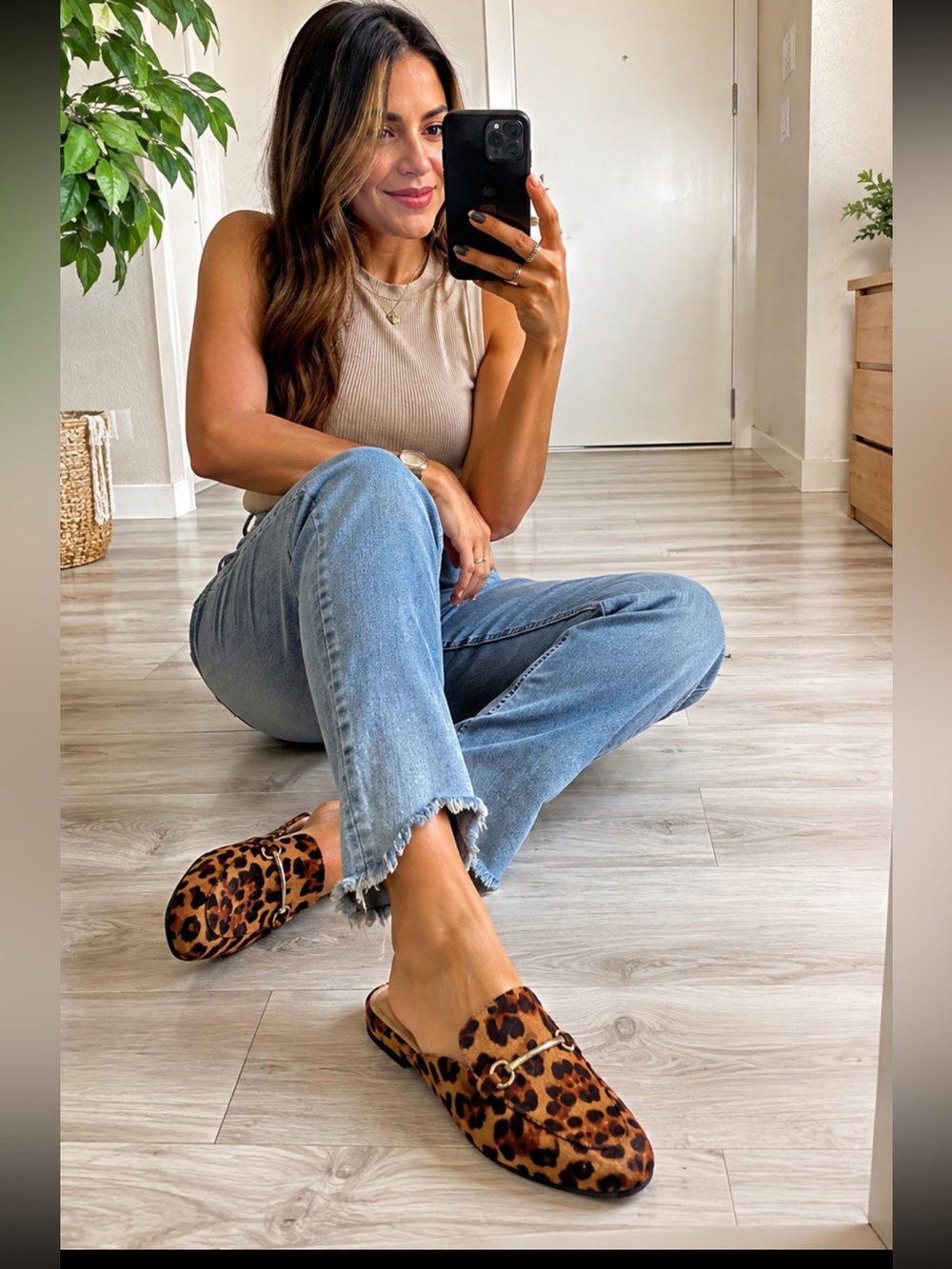 Musshoe Leopard Print Slip-On Mules in Brown